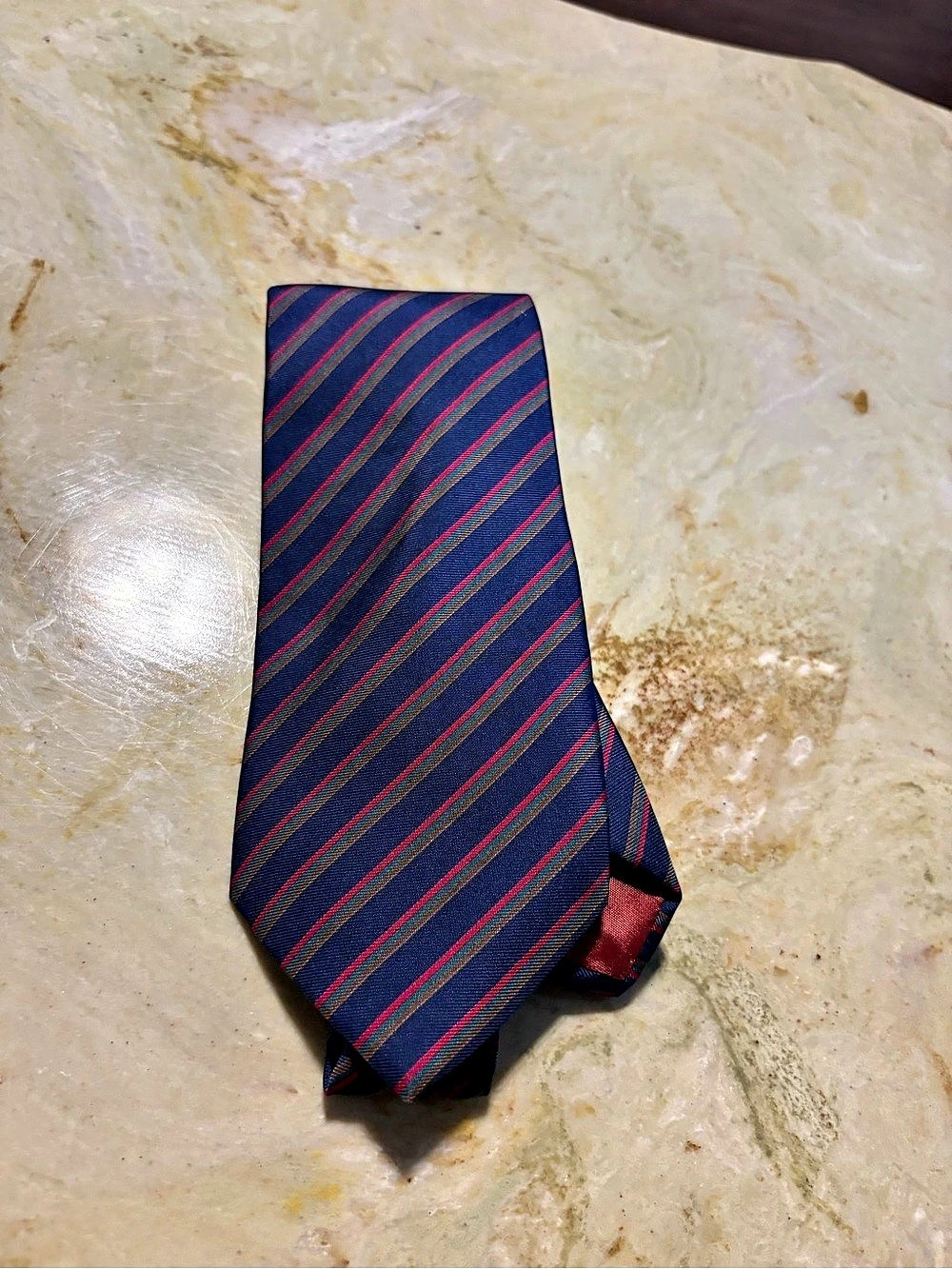 Isaco Striped Tie in Blue & Red